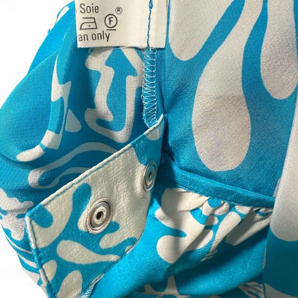 VTG Thierry Mugler 1990 Eté Hawaï Collection Tropical Silk Wrap Dress Blue 36 S - Picture 5 of 16